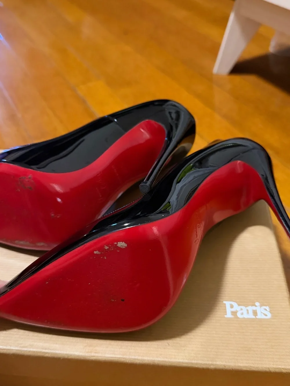 Christian Louboutin Black Patent Leather Red Sole Stiletto Pump - Picture 3 of 5